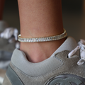 GLD PROMO - WOMEN Diamond Baguette Tennis Anklet in Yellow Gold