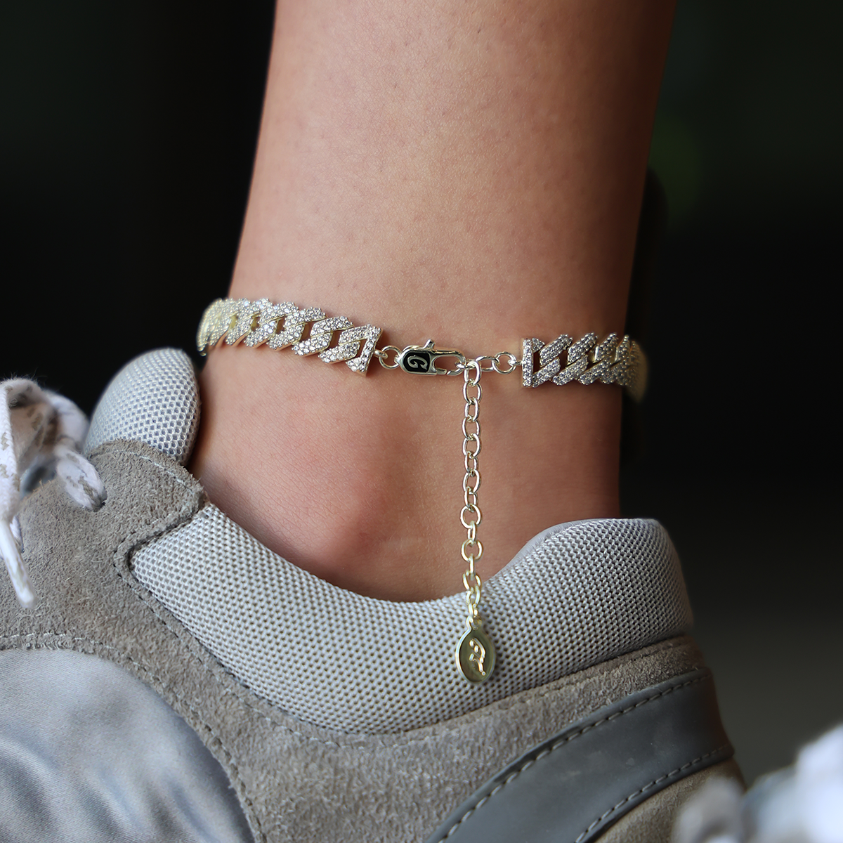 GLD PROMO - WOMEN Diamond Prong Cuban Anklet in Yellow Gold- 8.5mm