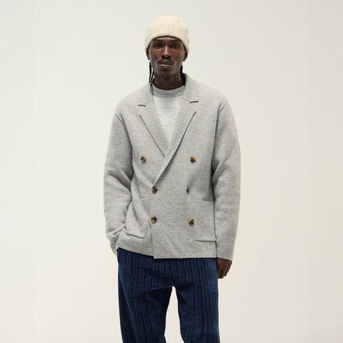 &Kin Cashmere Raya Double Breasted Blazer - Medium Heather Grey