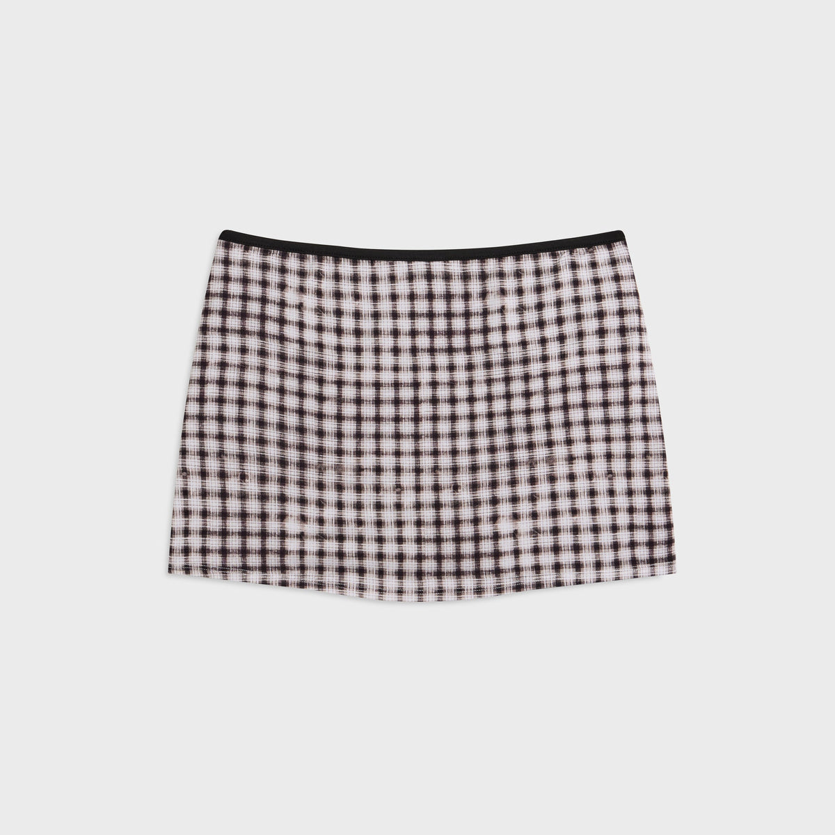 Miaou Elektra Skirt - Warped Plaid Print Black and White