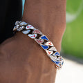 GLD Men Atlanta Braves Official MLB Stealth Cuban Bracelet in White Gold