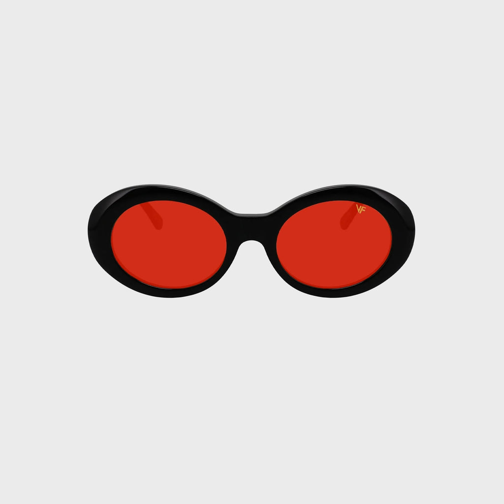 Vintage Frames Cobain Black Acetate Sunglasses - Red Solid