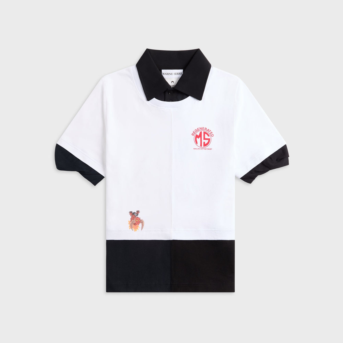 Marine Serre Upcycled Jersey Polo Shirt - White