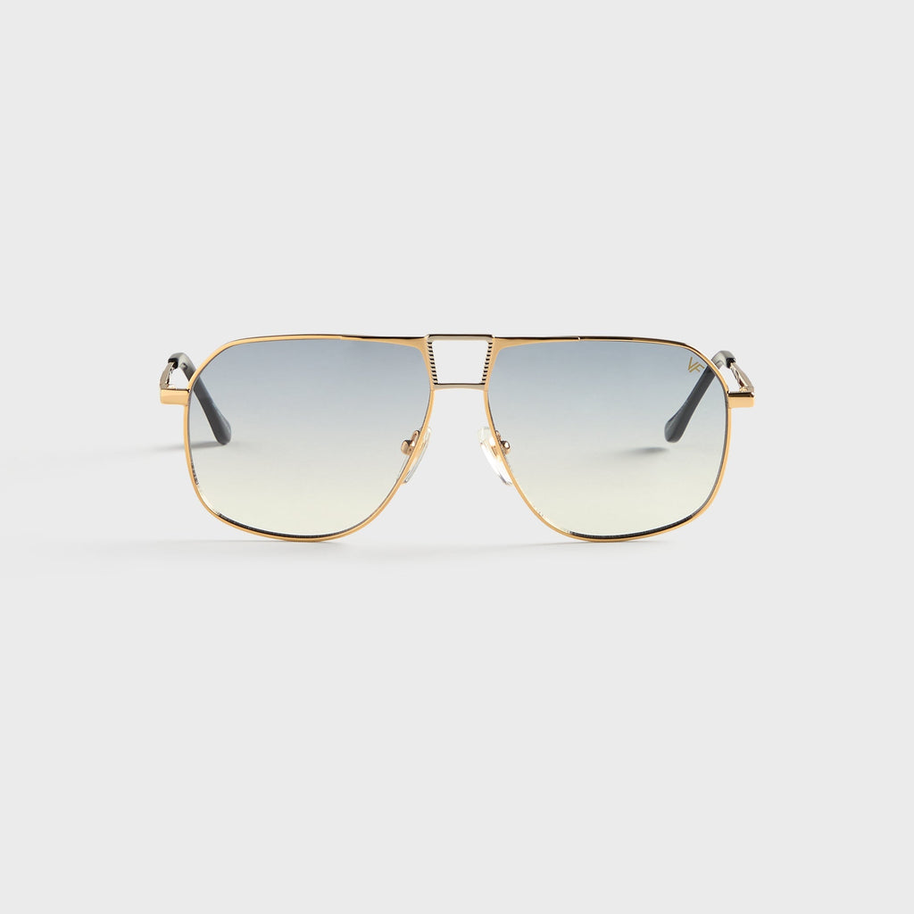 Vintage Frames Bellagio Two-Tone Yellow & White Gold Sunglasses - Asphalt Gradient