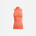 Maisie Wilen Sleeveless Perforated Turtleneck Top - Carrot