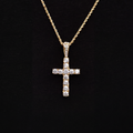 GLD Men Micro Diamond Cross Pendant + 2MM Rope Chain Bundle in Yellow Gold