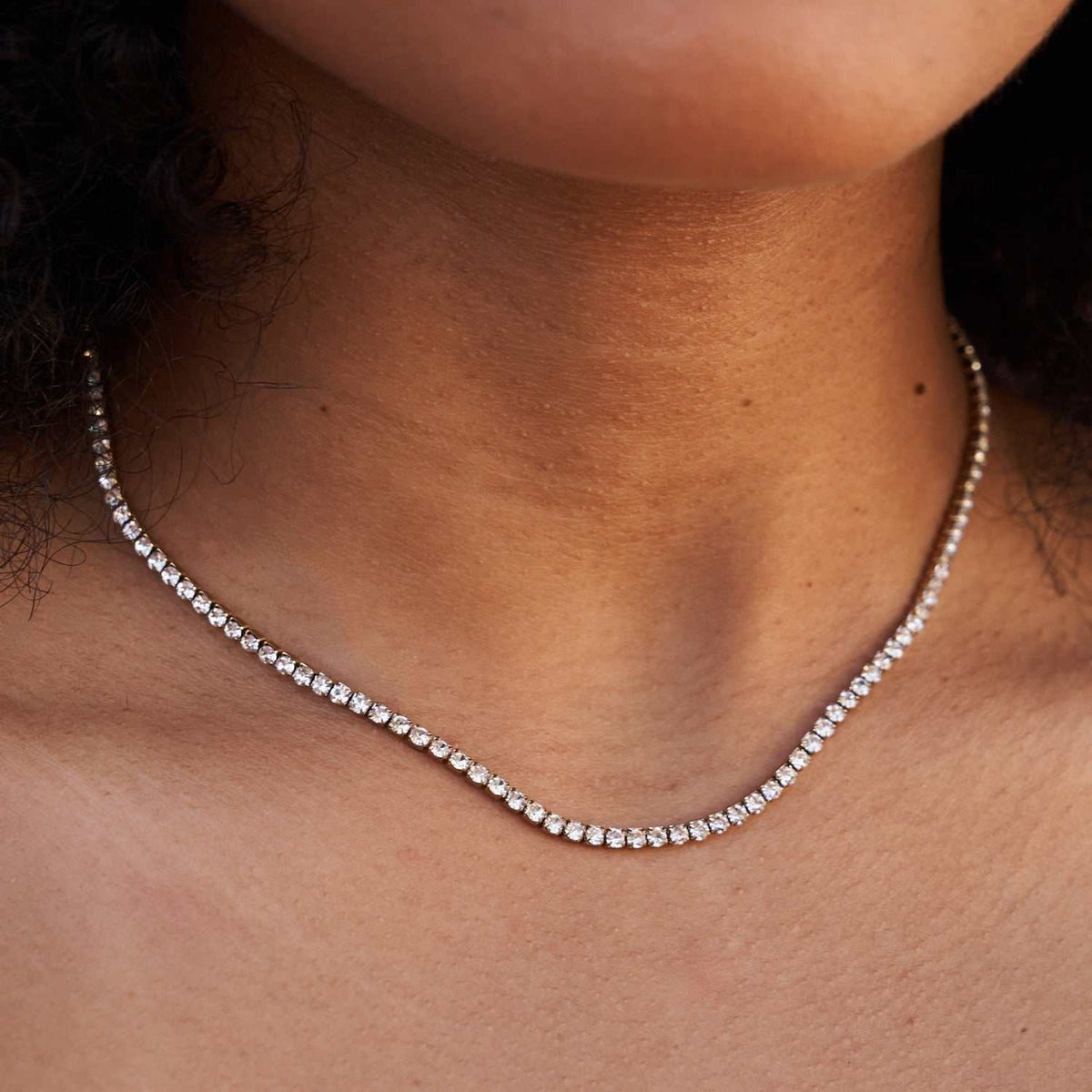 GLD Women Micro Tennis Necklace in Yellow Gold
