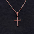 GLD PROMO Micro Twisted Rope Cross Pendant in Rose Gold