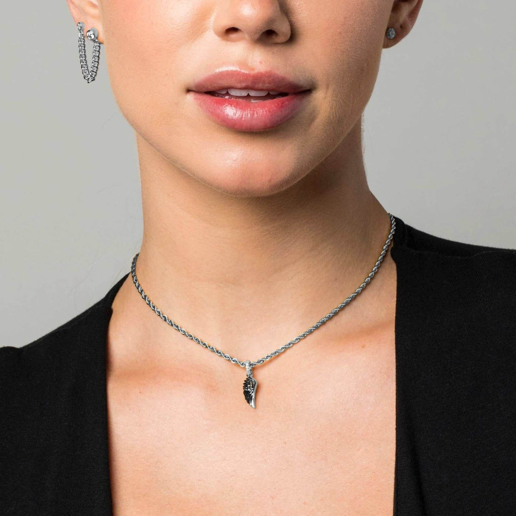 GLD Women Micro Wing Pendant in White Gold
