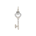 GLD Women Women's Moissanite Diamond Heart Key Pendant in White Gold Vermeil