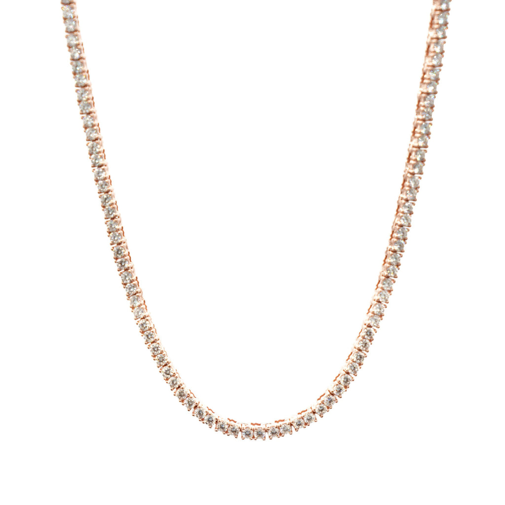 GLD Women Women's Moissanite Diamond Tennis Necklace in Rose Gold Vermeil - 2mm