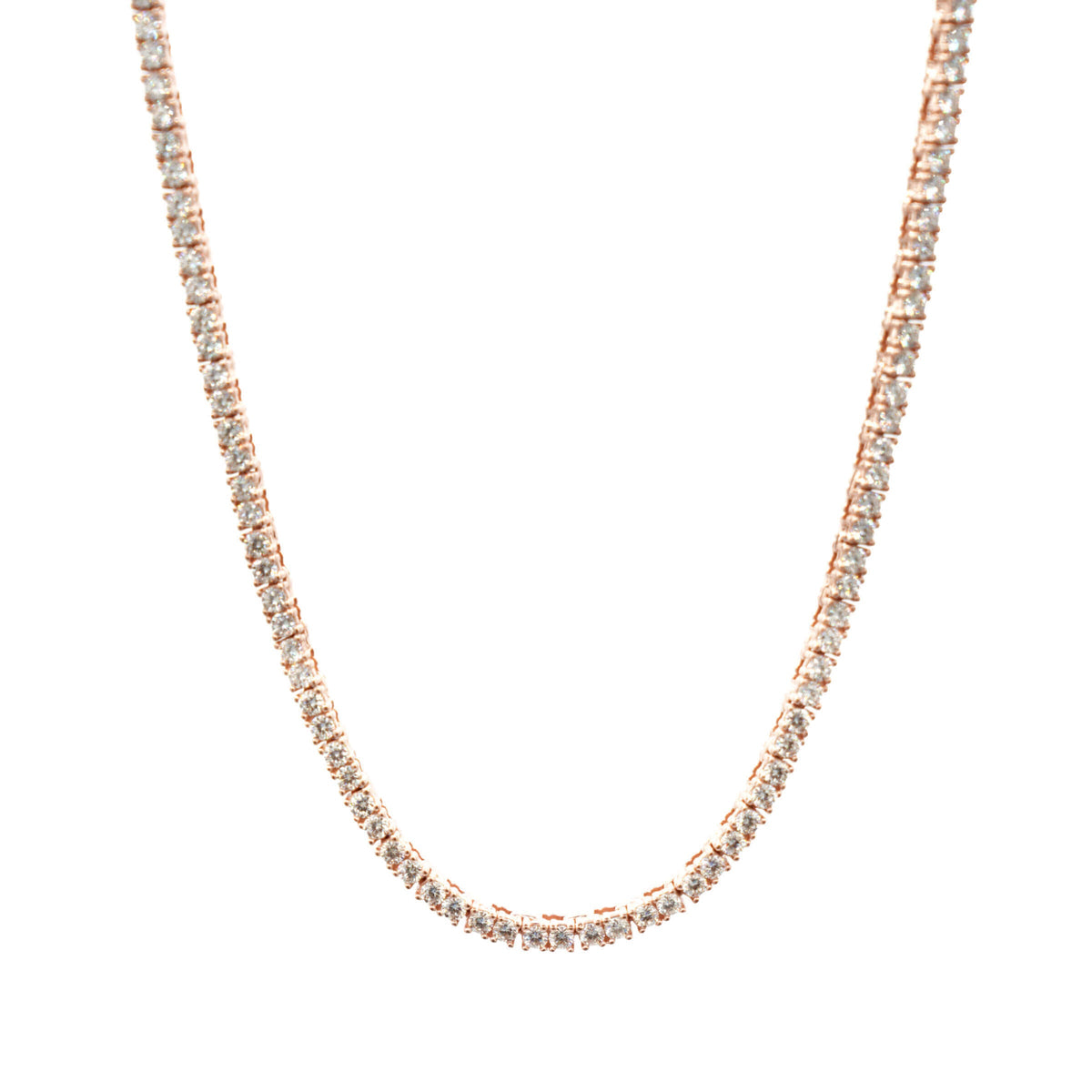 GLD Women Women's Moissanite Diamond Tennis Necklace in Rose Gold Vermeil - 2mm