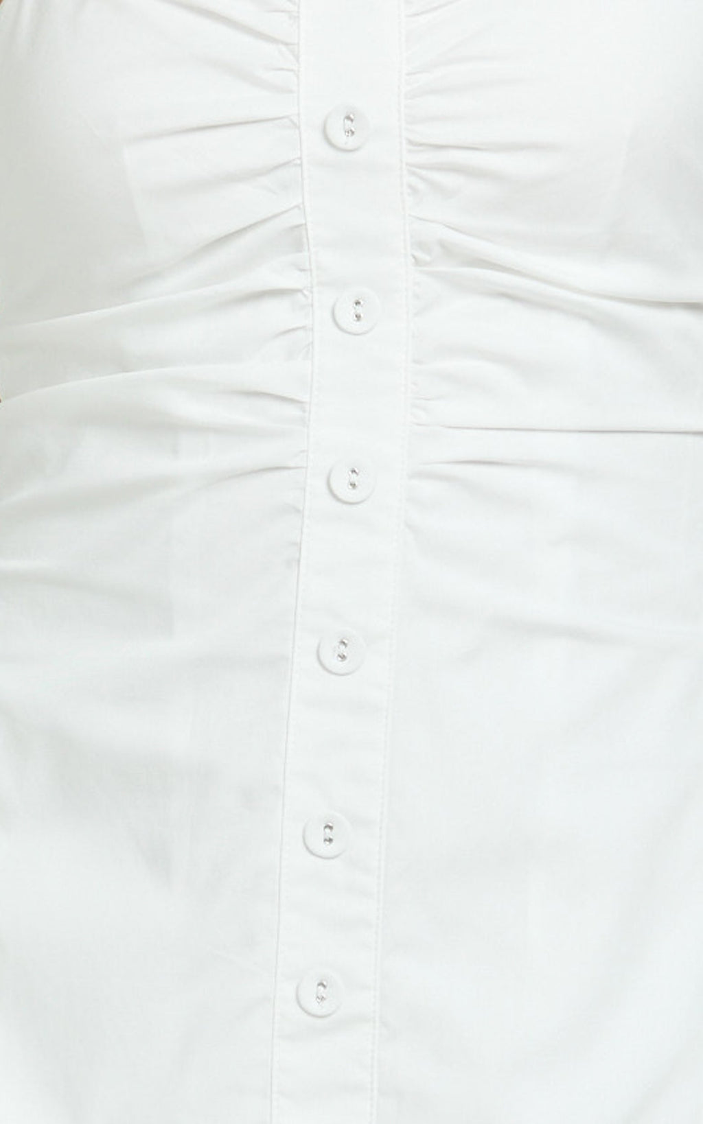 Monet Mini Dress - Button Down Ruched Front Fit And Flare Dress in Off White