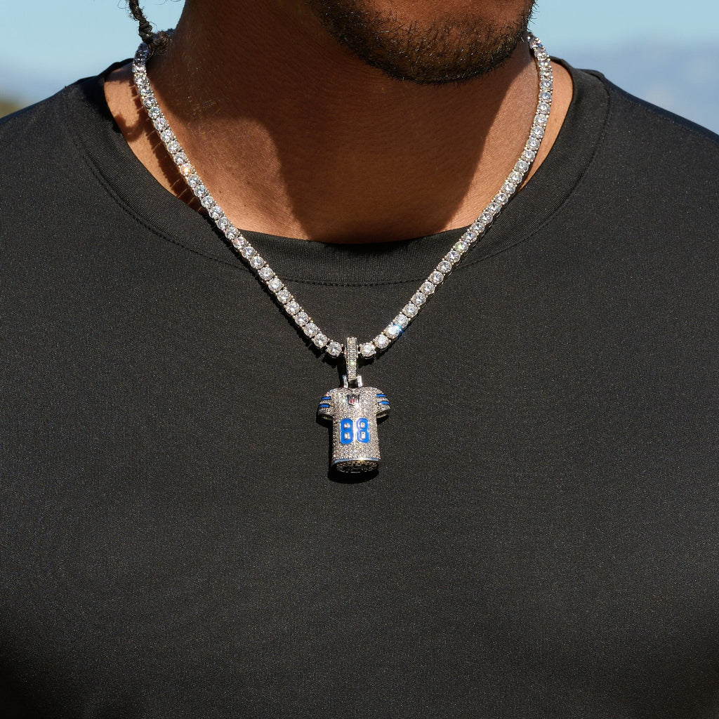 GLD Men Dallas Cowboys Official NFL Ceedee Lamb Jersey #88 Pendant in White Gold