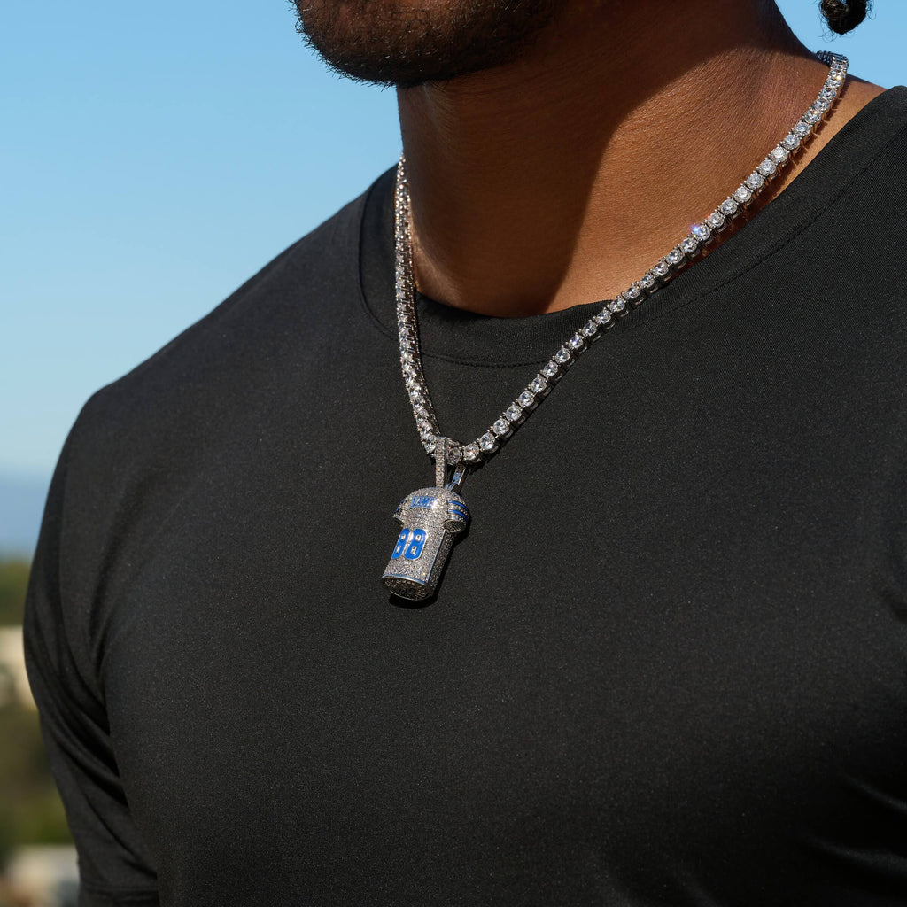 GLD Men Dallas Cowboys Official NFL Ceedee Lamb Jersey #88 Pendant in White Gold