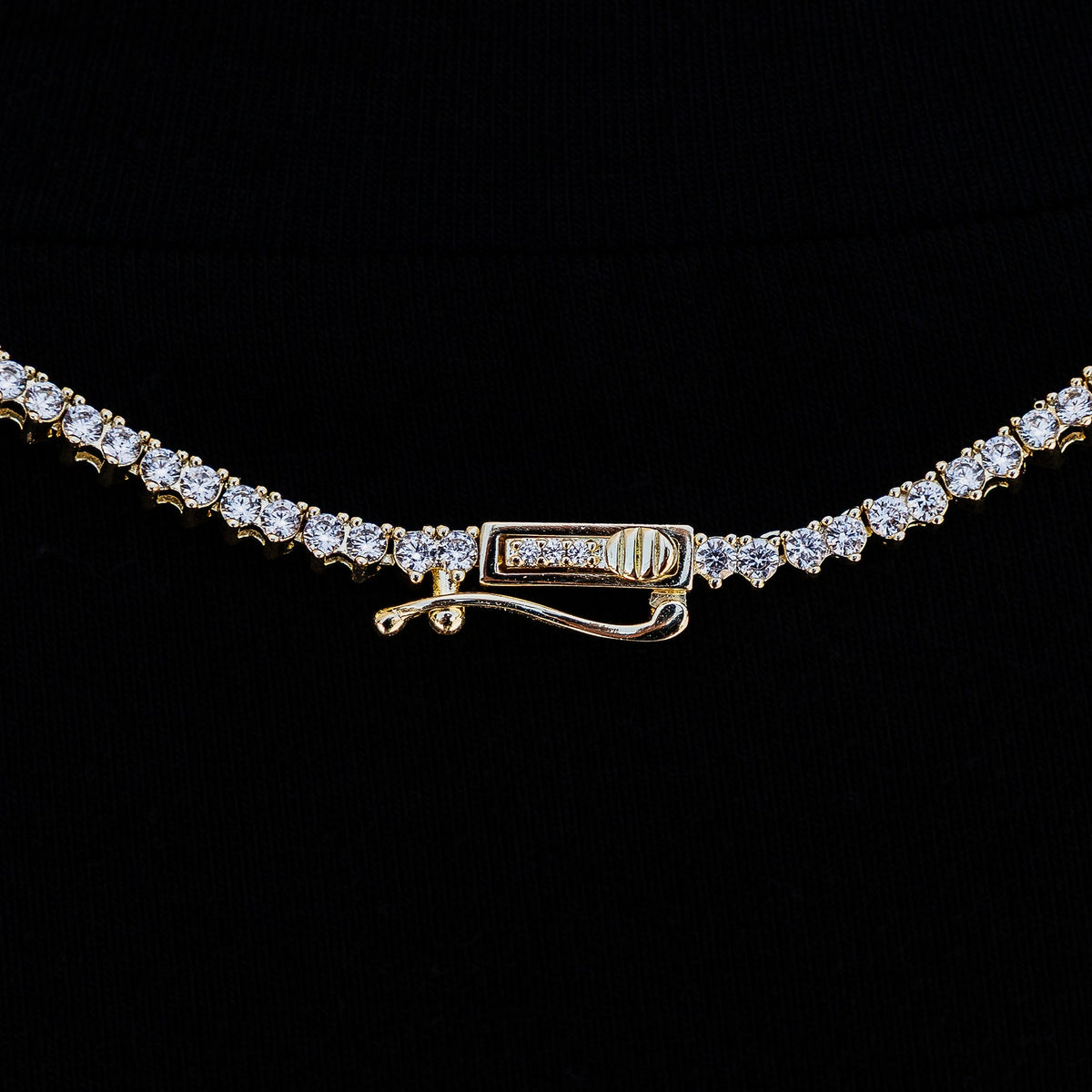 GLD Women 3 Prong Tennis Necklace in Yellow Gold -2mm