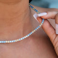 GLD Women 3MM Diamond Tennis Necklace - Turquoise Yellow