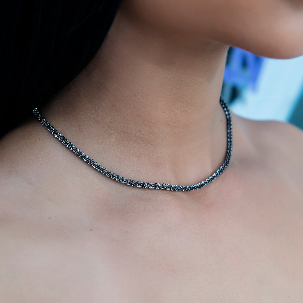 GLD Women Popcorn Necklace in Black - 4mm