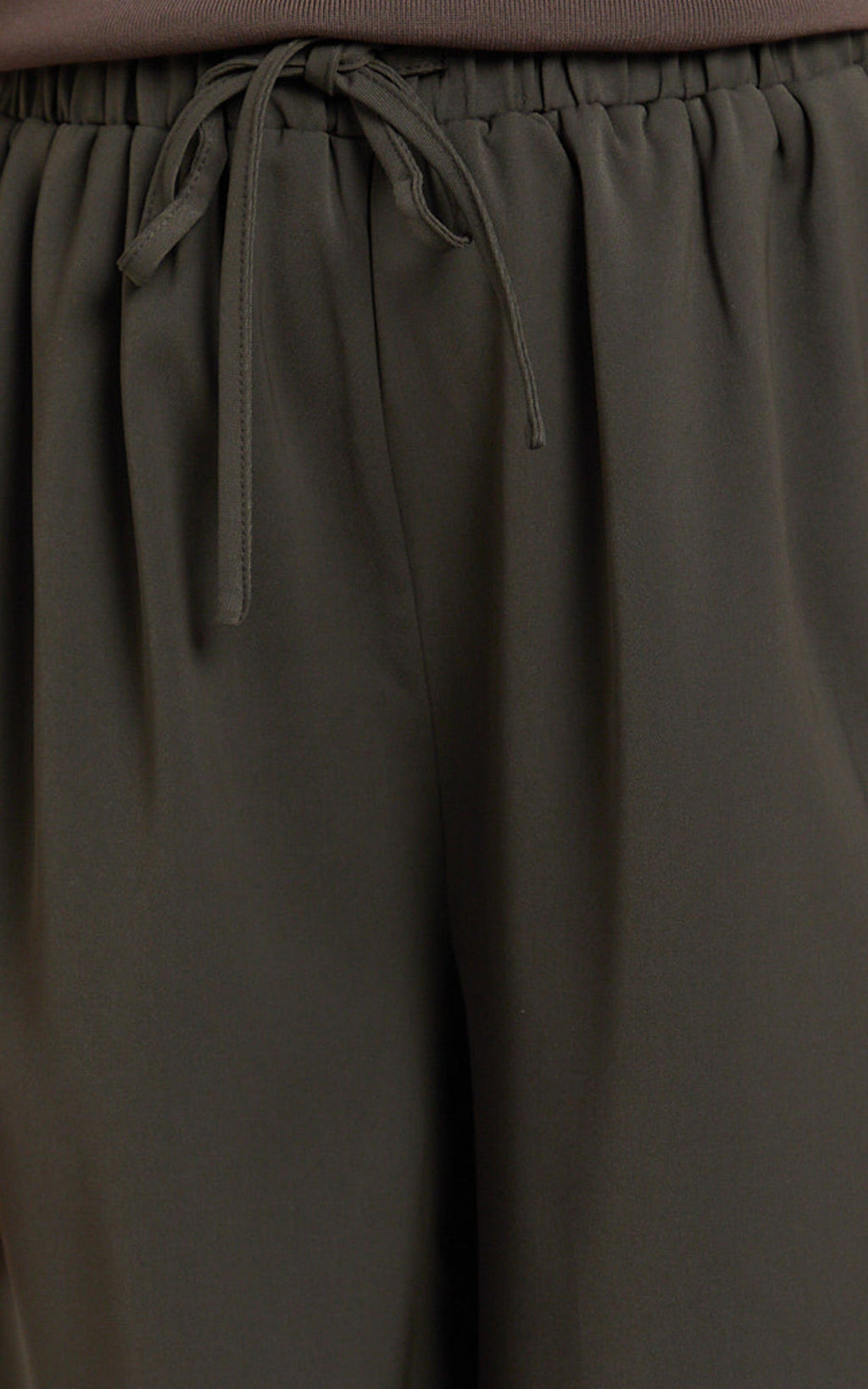 Nicole Pants - High Waist Elasticated Gathered Waist Wide Leg Pants in Chocolate