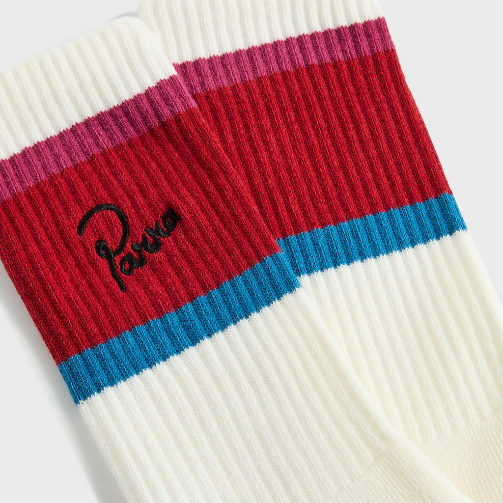 by Parra Signature Striped Crew Socks - Red