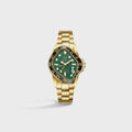 LAARVEE Golden Precision Steel - Black Ceramic Bezel / Green Dial