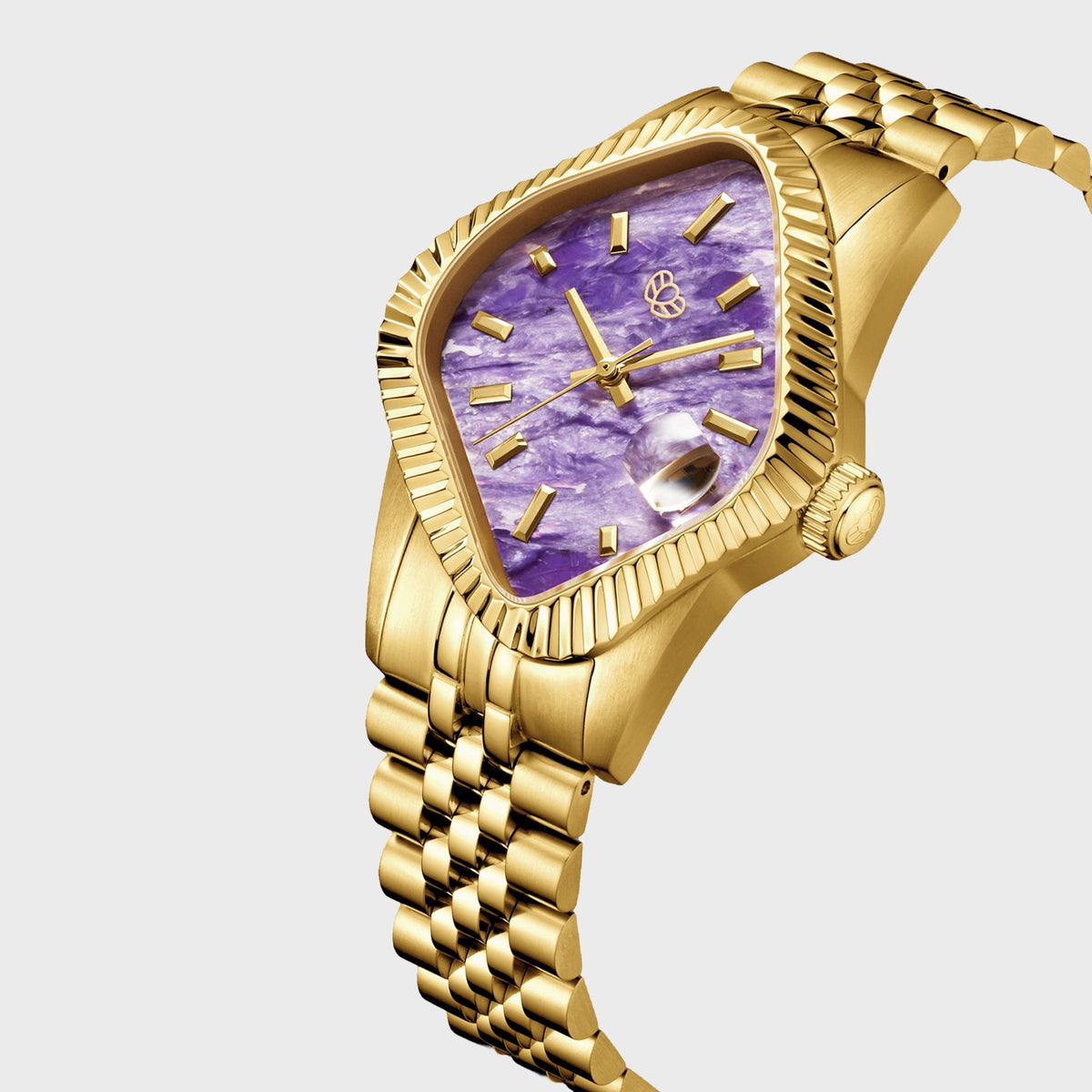 LAARVEE Golden Precision Steel - Fluted Bezel / Charoite Dial