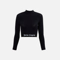 Palm Angels Mockneck Logo Long Sleeve Top - Black