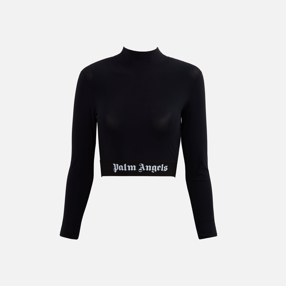 Palm Angels Mockneck Logo Long Sleeve Top - Black