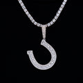 GLD Men Iced Horseshoe Pendant in White Gold