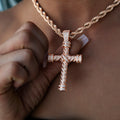 GLD Women Diamond Rope Cross Pendant in Rose Gold