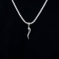 GLD Men Italian Horn Pendant in White Gold