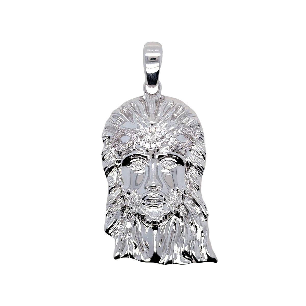 GLD MAS Large Diamond Crown Portrait of Jesus Pendant