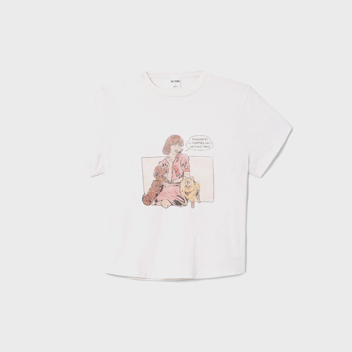 ReDone 50s Boxy Tee Puppies - Vintage White