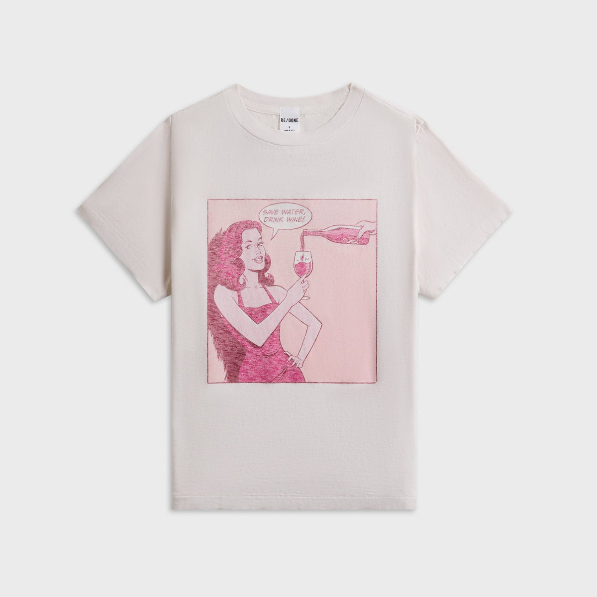 ReDone Drink Wine Classic Tee - Vintage White