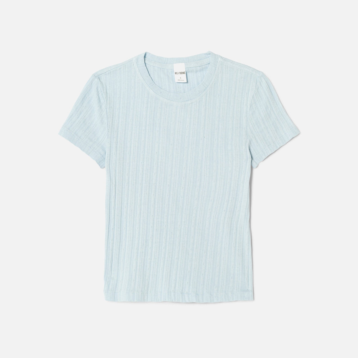 ReDone Pointelle Baby Tee - Pale Blue