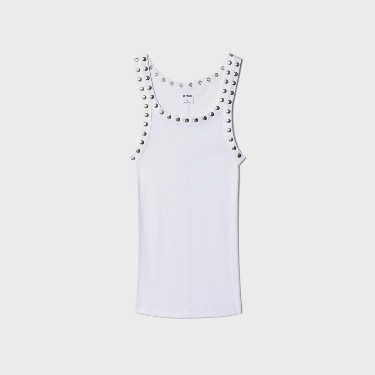 ReDone Studded Ribbed Tank - White
