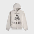 Rhude Youth Of America Zip-Up Hoodie - Heather Grey / Black