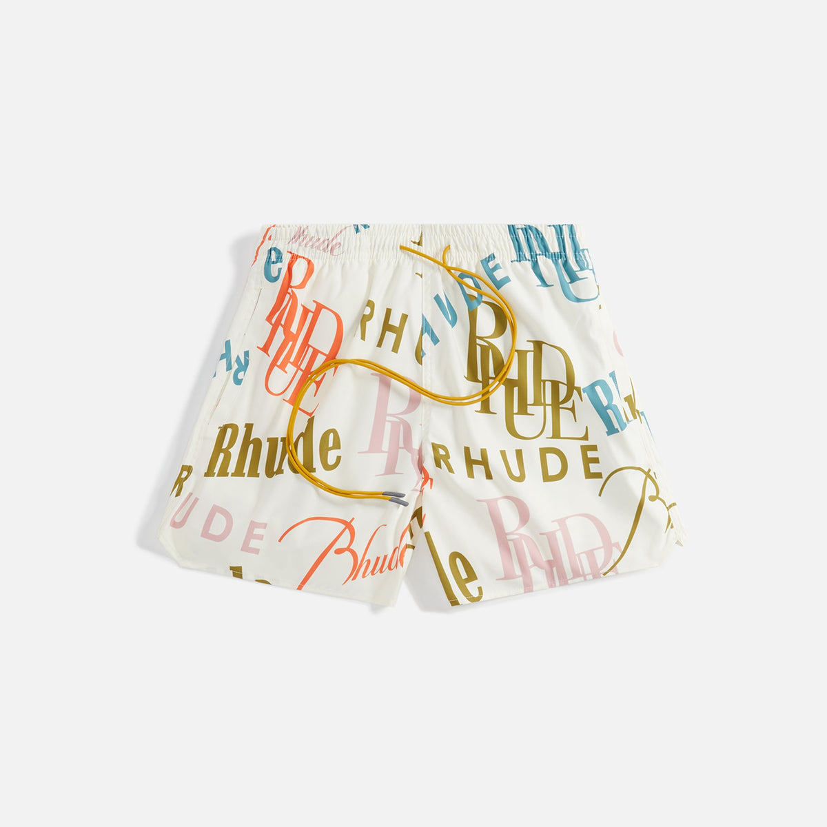 Rhude Mash-Up Logo Swim Trunks - Creme