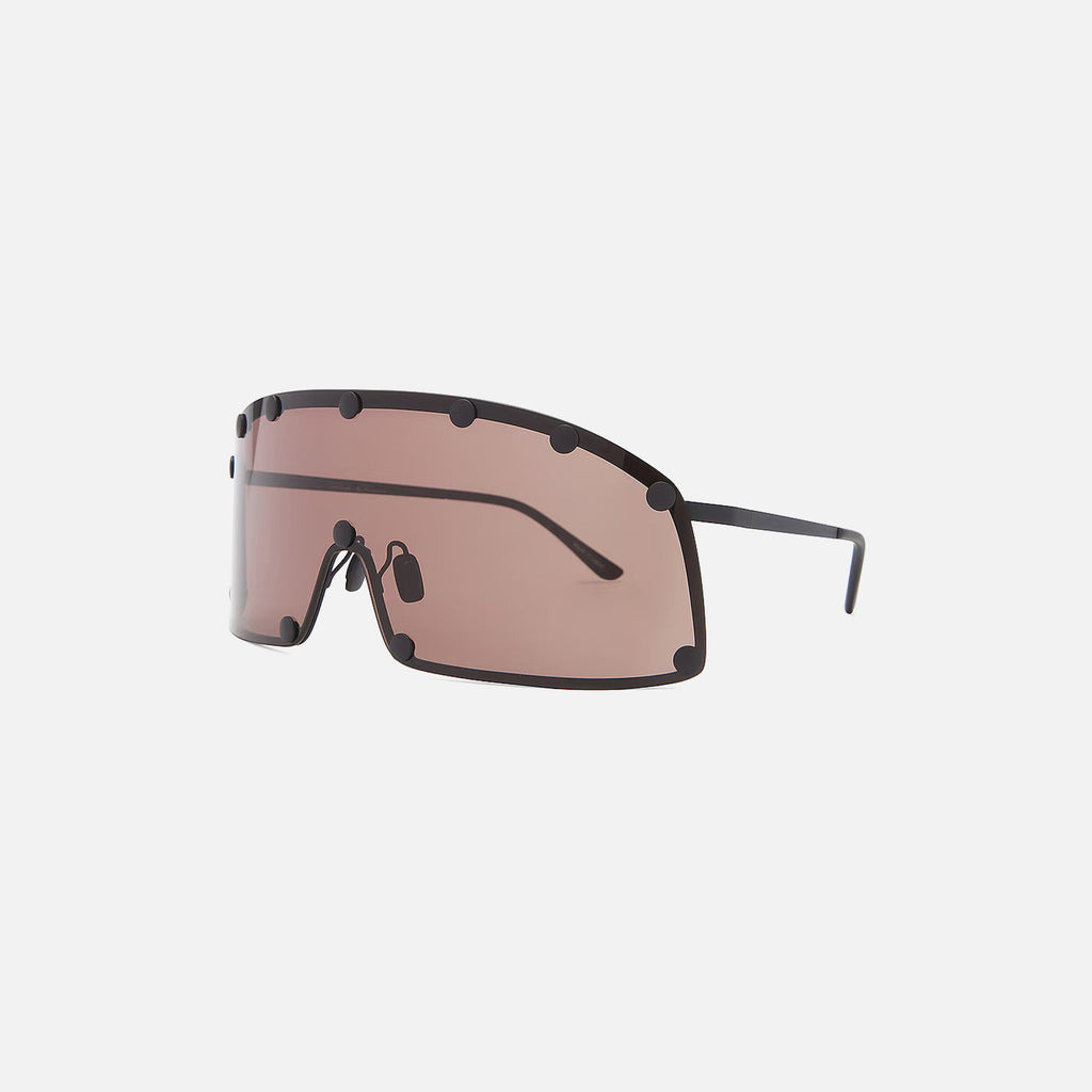 Rick Owens Shielding Sunglasses - Black Temple / Brown Lens