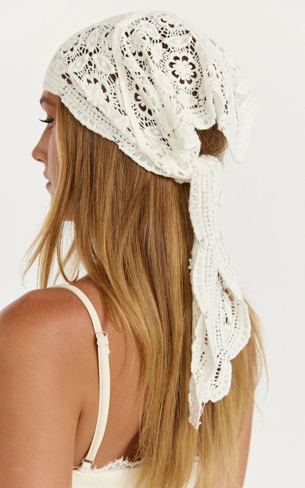 Roselle Scarf - Crochet Scarf in White