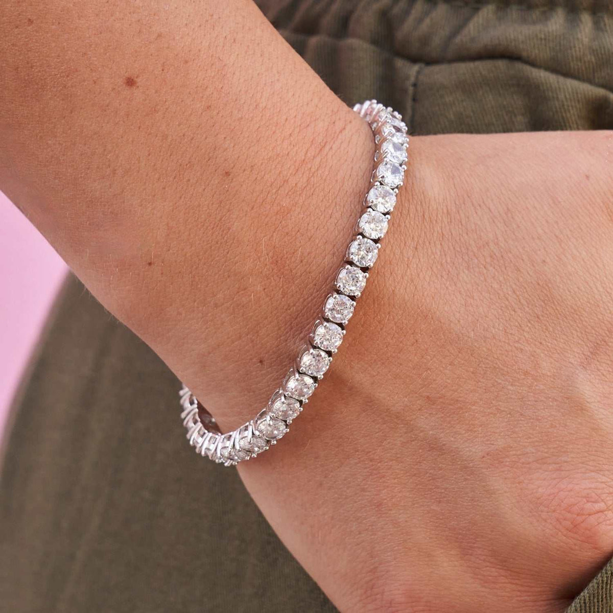 GLD Women Women's Moissanite Diamond Tennis Bracelet in White Gold Vermeil - 5mm