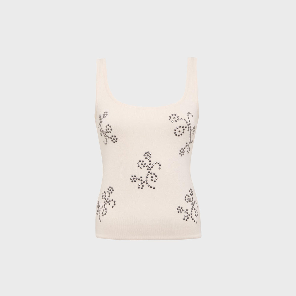 Siedres Cali Embellished Square Neck Top - Ecru