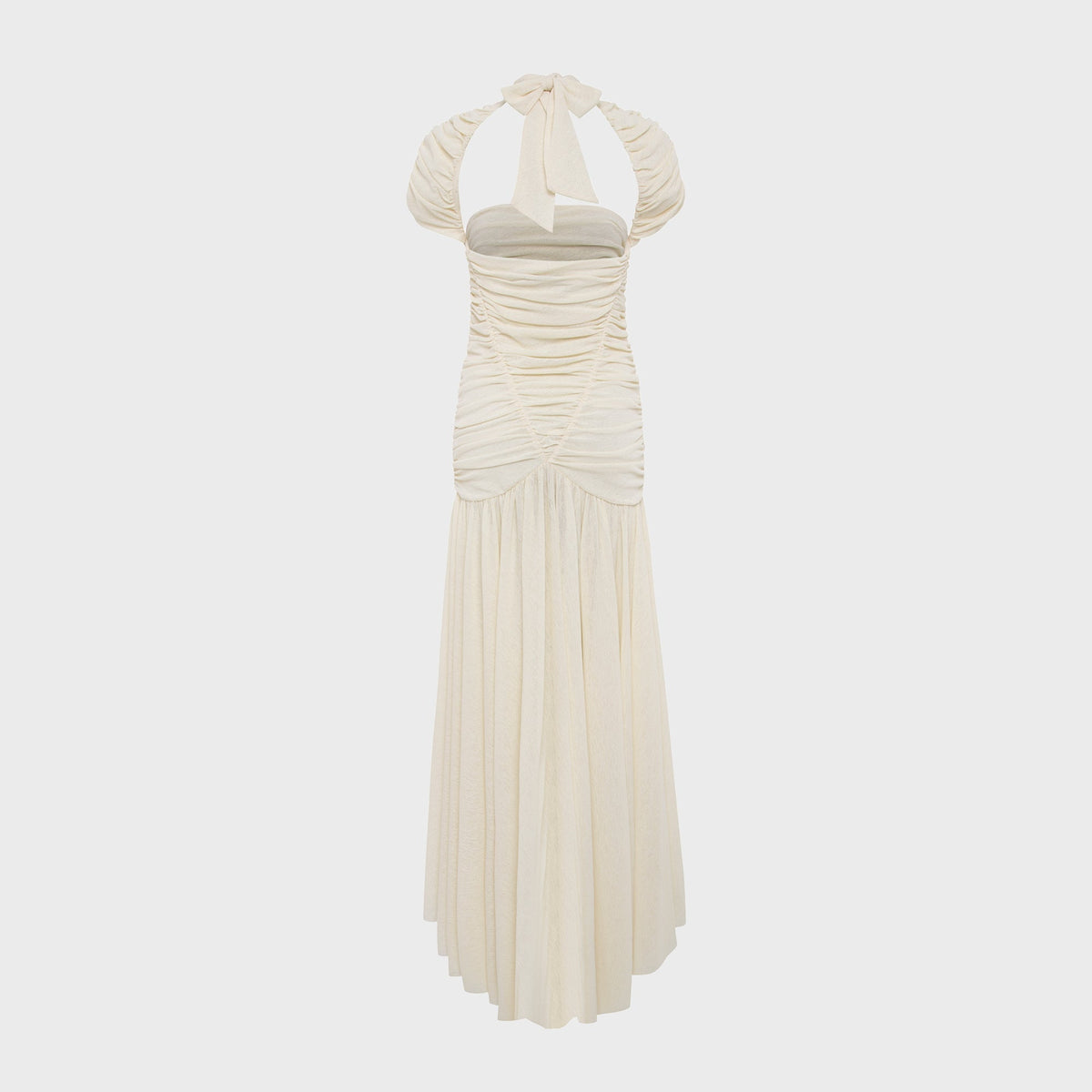 Siedres Roxy Ruched Maxi Dress - Ecru