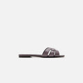 Saint Laurent Tribute Slide Cuir Maine - Gris Apia