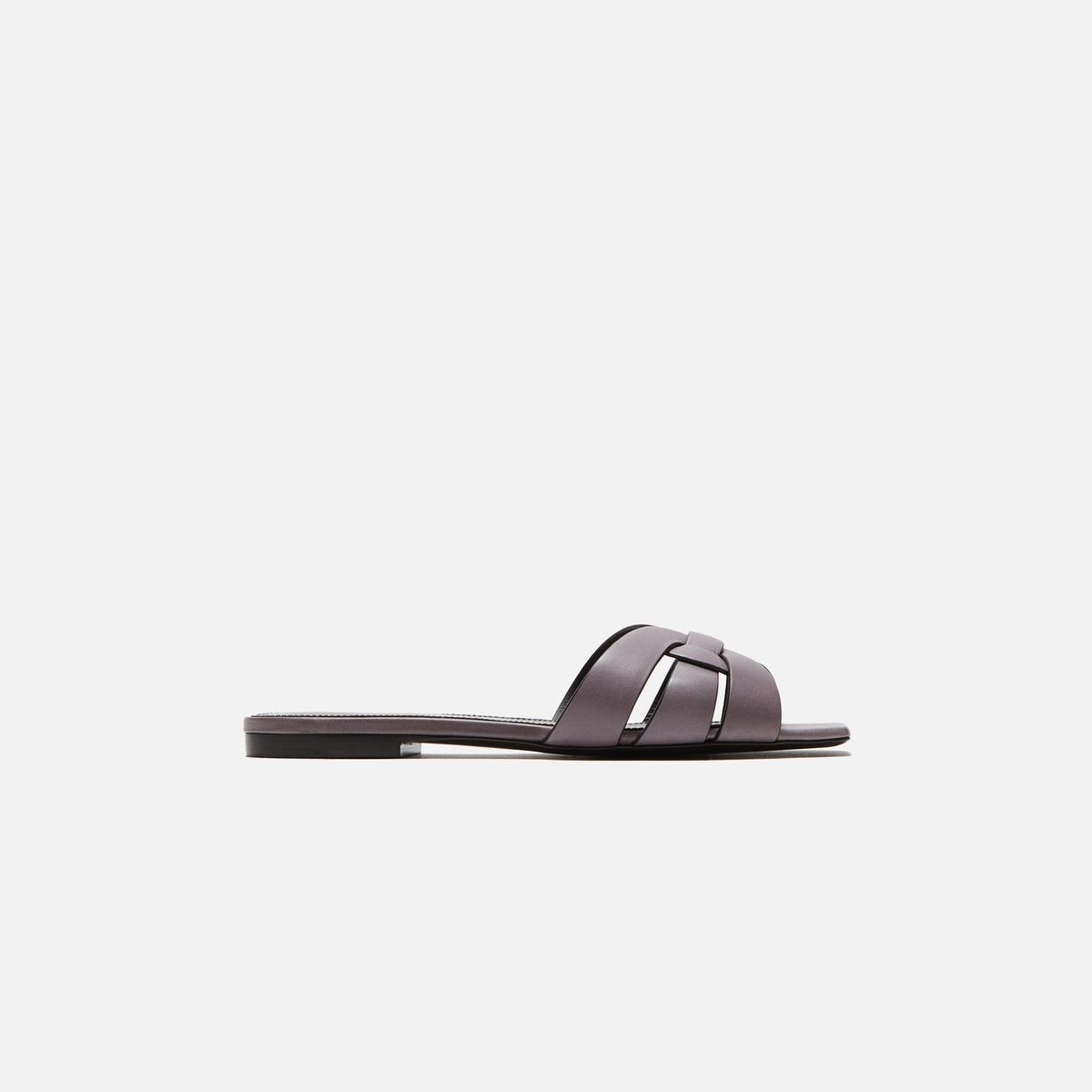 Saint Laurent Tribute Slide Cuir Maine - Gris Apia