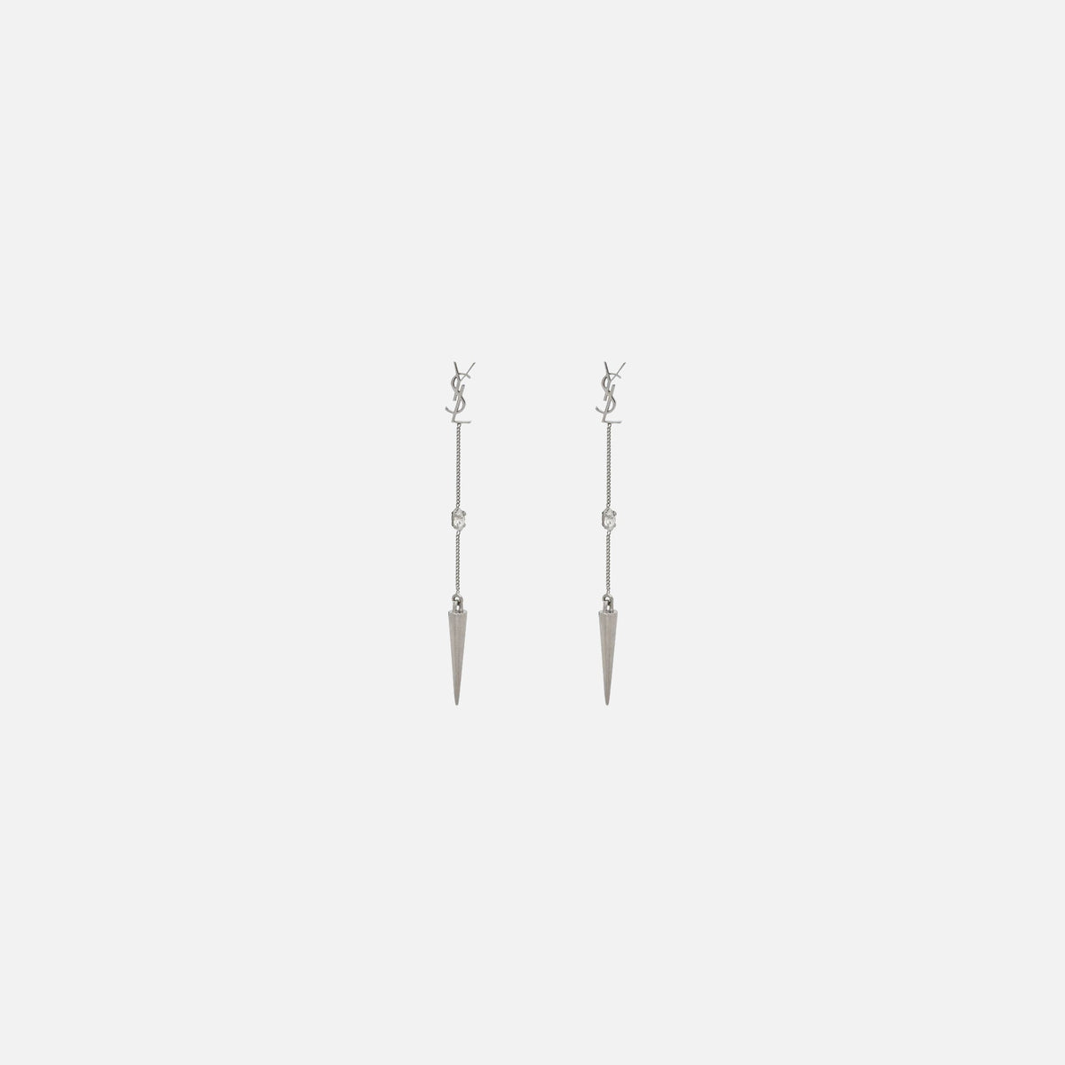 Saint Laurent YSL Rhinestone Spike Earrings - Palladium