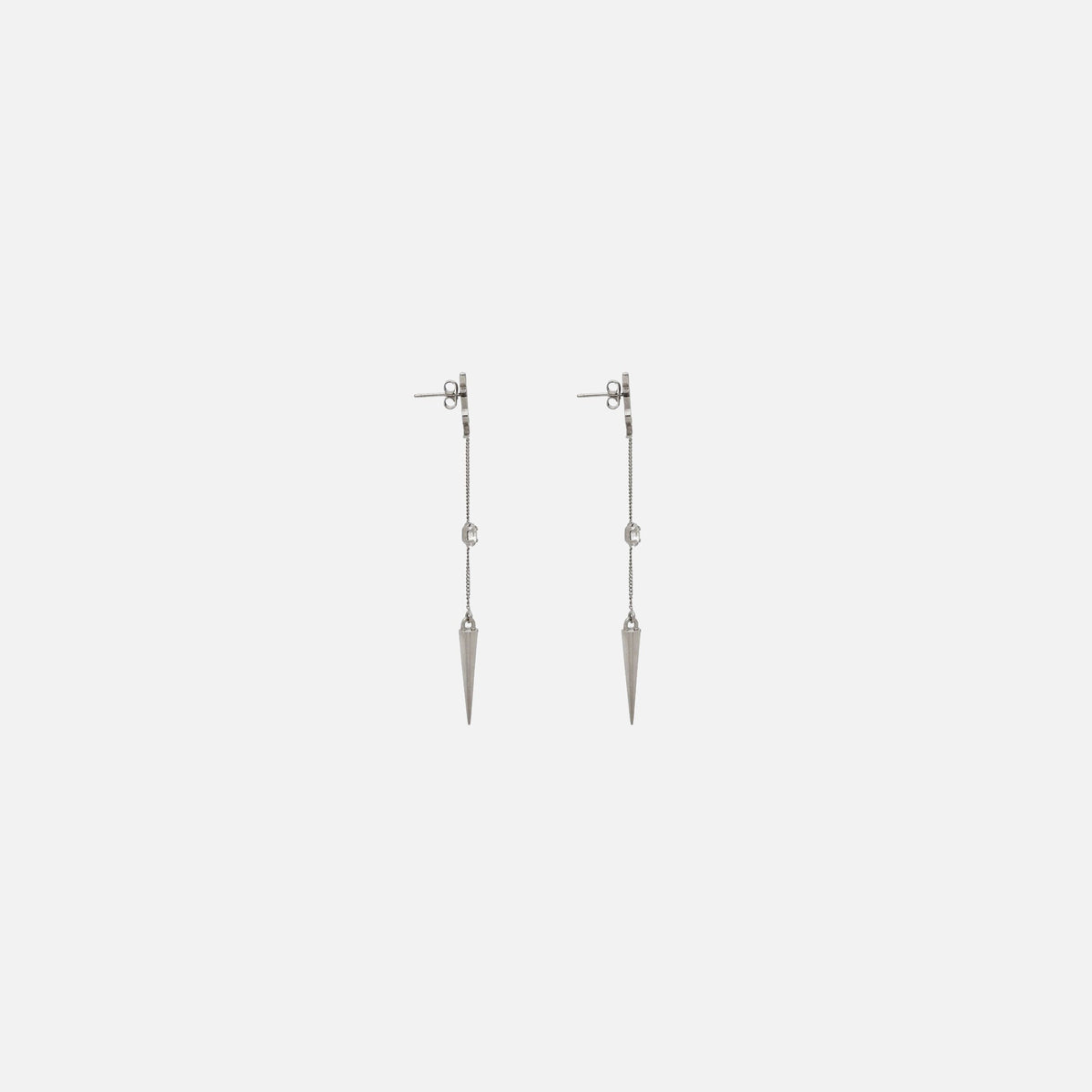 Saint Laurent YSL Rhinestone Spike Earrings - Palladium