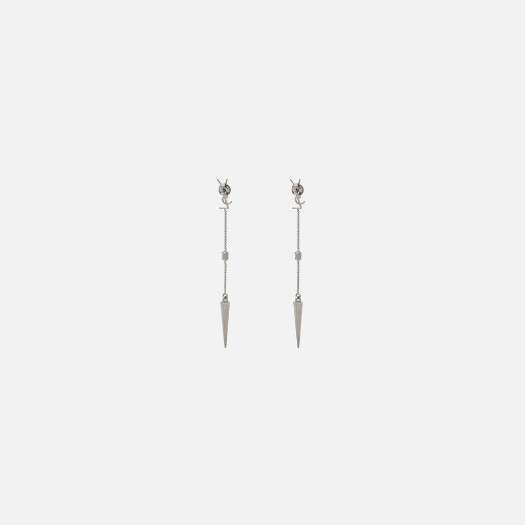 Saint Laurent YSL Rhinestone Spike Earrings - Palladium