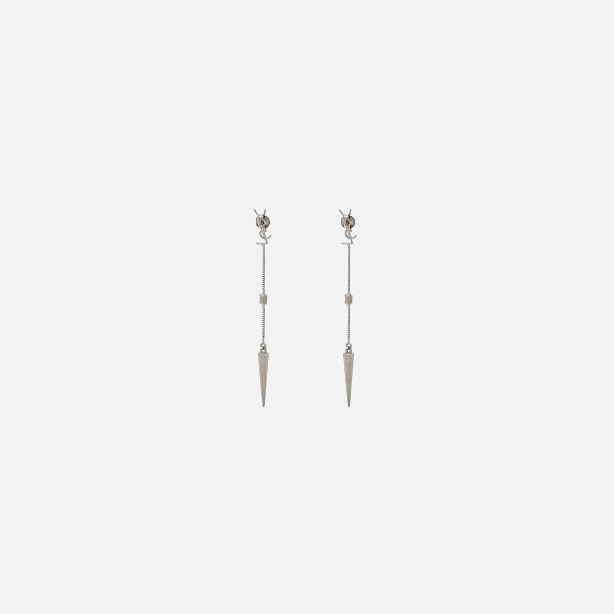 Saint Laurent YSL Rhinestone Spike Earrings - Palladium