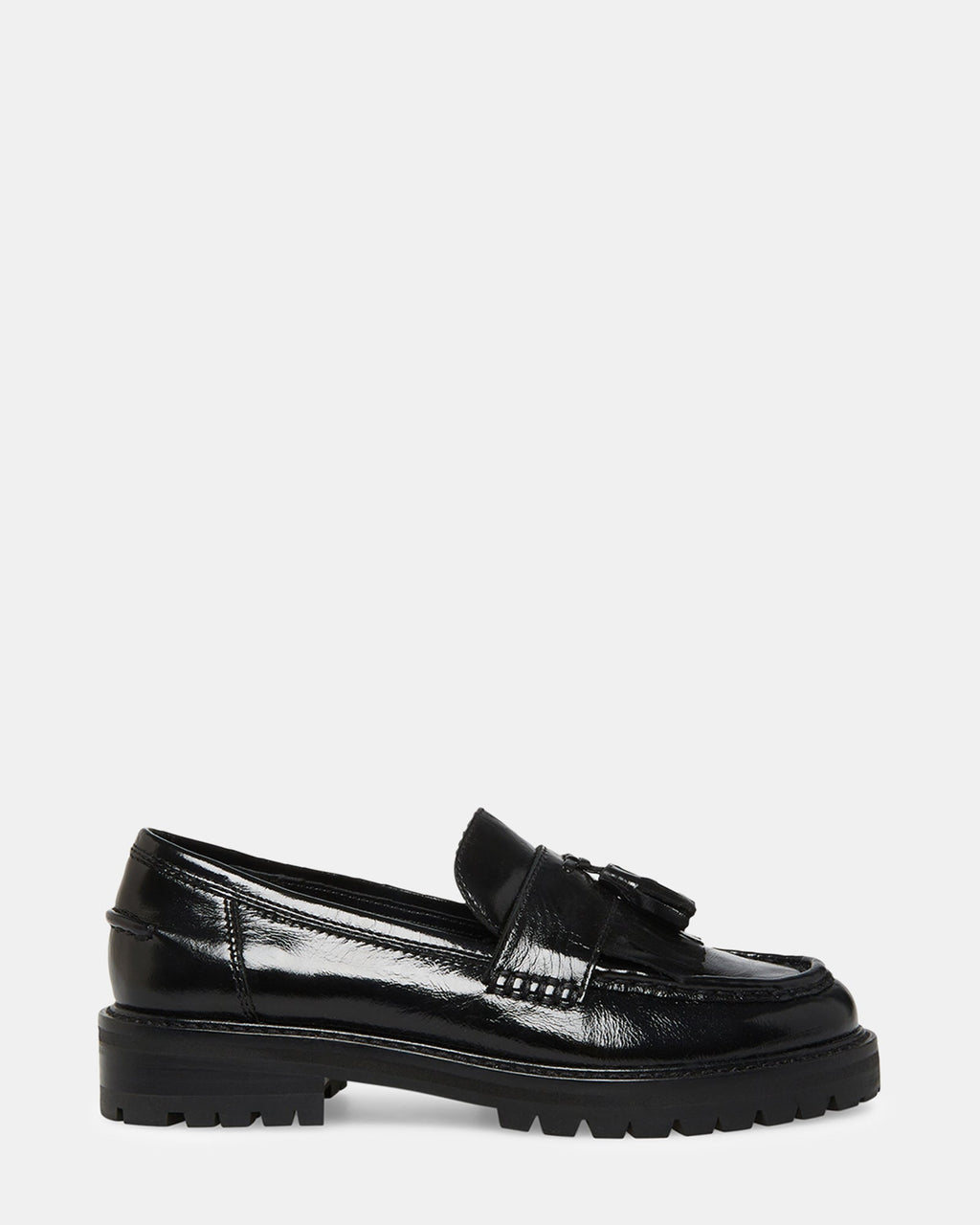 MINKA Black Leather Women's Platform Lug Sole Loafer | Steve Madden